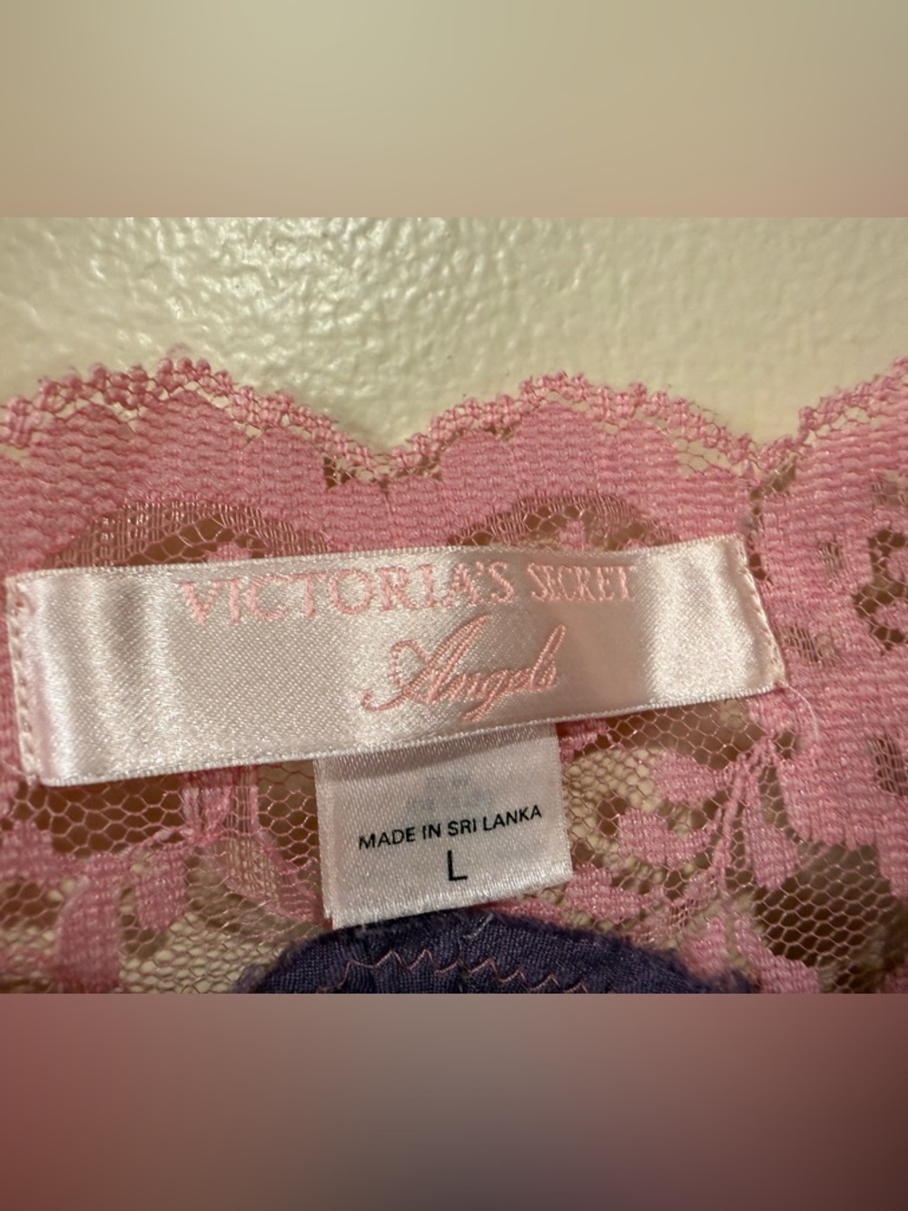 VICTORIA’S SECRET ANGELS Purple Satin Y2K Slip Dress Pink Lace Rhinestones large